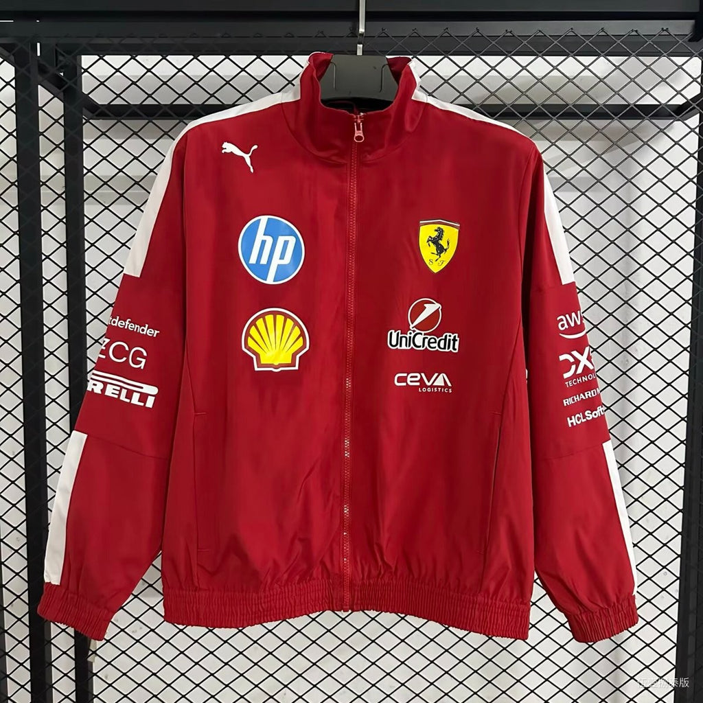F1 Ferrari Red Full Zipper Windbreaker