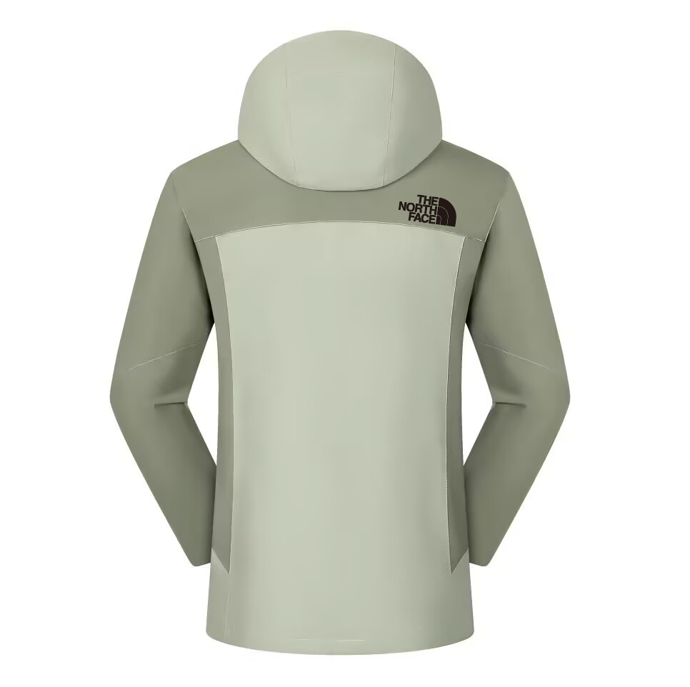 The North Face Alpine Terrain Jacket - Sage Green/Cream Colorblock with Adjustable Hood