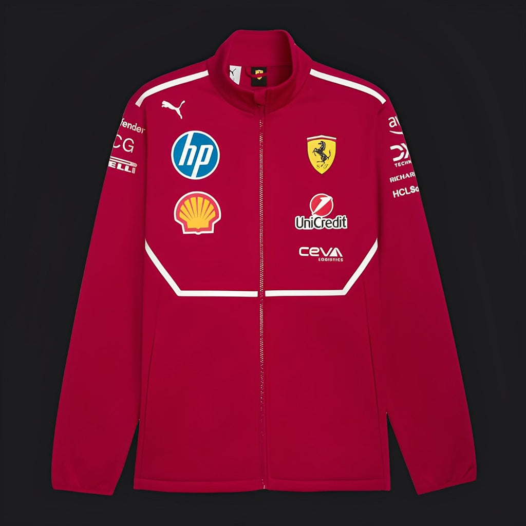 F1 Scuderia Ferrari Red with White Stripe Team Jacket