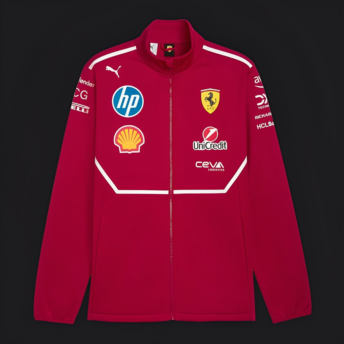F1 Scuderia Ferrari Red with White Stripe Team Jacket