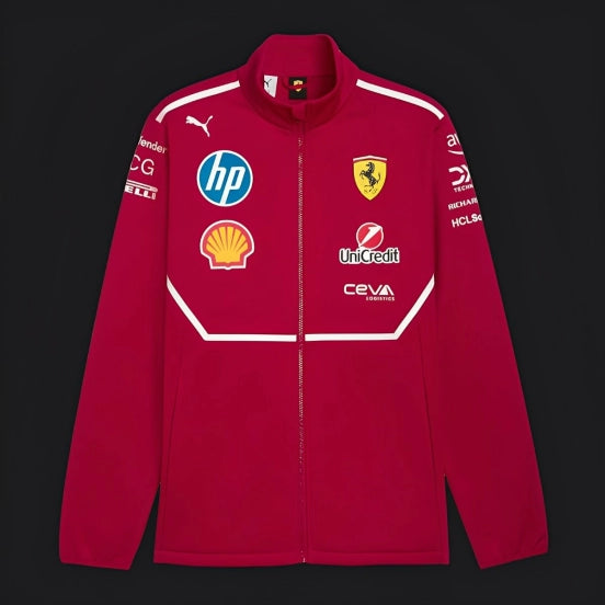 F1 Scuderia Ferrari Red with White Stripe Team Jacket