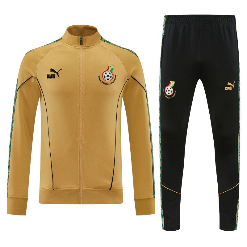 26/27 Ghana Yellow Full Zipper Jacket Tracksuit + Black Long Pants