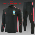 26/27 Kids Brazil Black & Red Half Zipper Jacket Tracksuit + Long Pants
