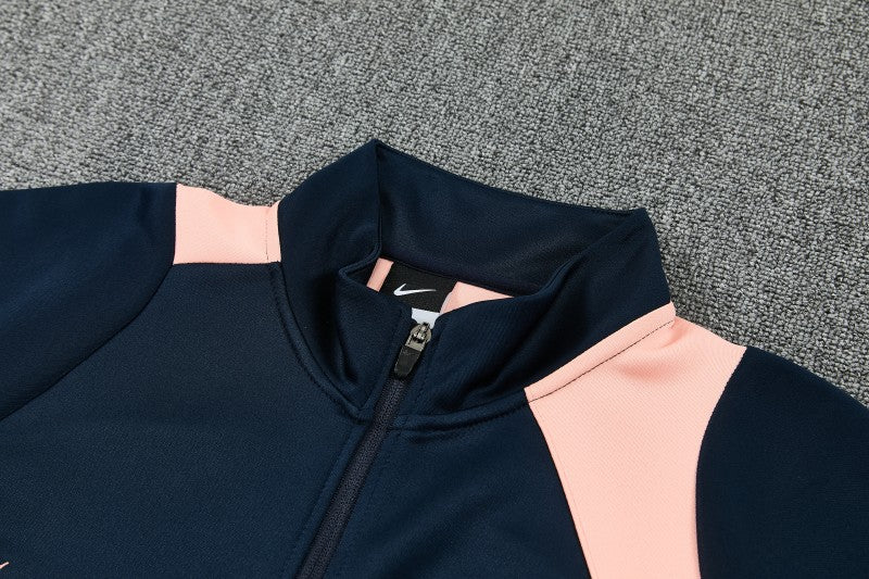 26/27 Barcelona Navy Blue & Pink Full Zipper Jacket Tracksuit + Long Pants