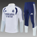 26/27 Kids Real Madrid Home White Half Zipper Jacket Tracksuit + Long Pants