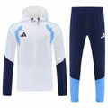 26/27 Adidas White&Navy Blue Full Zipper Hooded Windbreaker Jacket Tracksuit + Long Pants