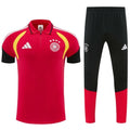 German Red & Black Half-Zip Polo Short Sleeve Tracksuit + Long Pants