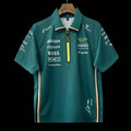 F1 Aston Martin Aramco F1 Team Dark Green with Yellow Zipper Polo