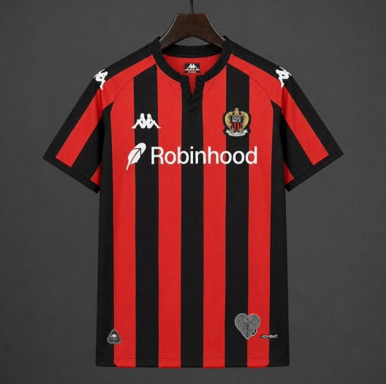 26/27 OGC Nice Home Red/Black Stripes Jersey