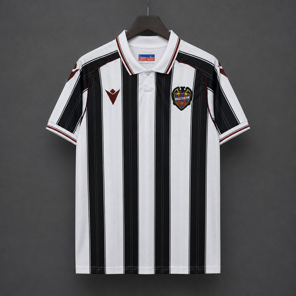 26/27 Levante UD White & Black Stripes Away Jersey
