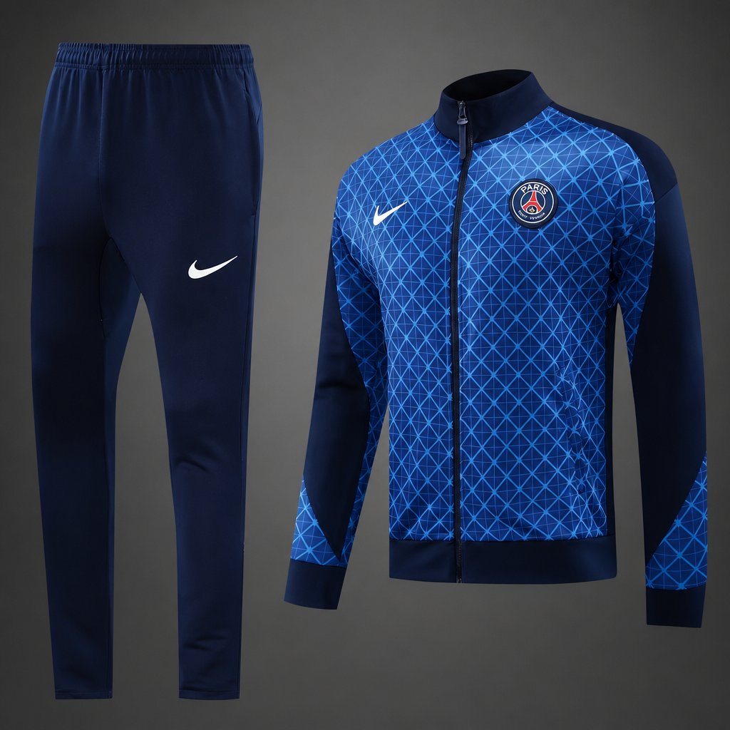 24/25 Paris Saint-Germain Blue Full Zipper Jacket Tracksuit + Long Pants