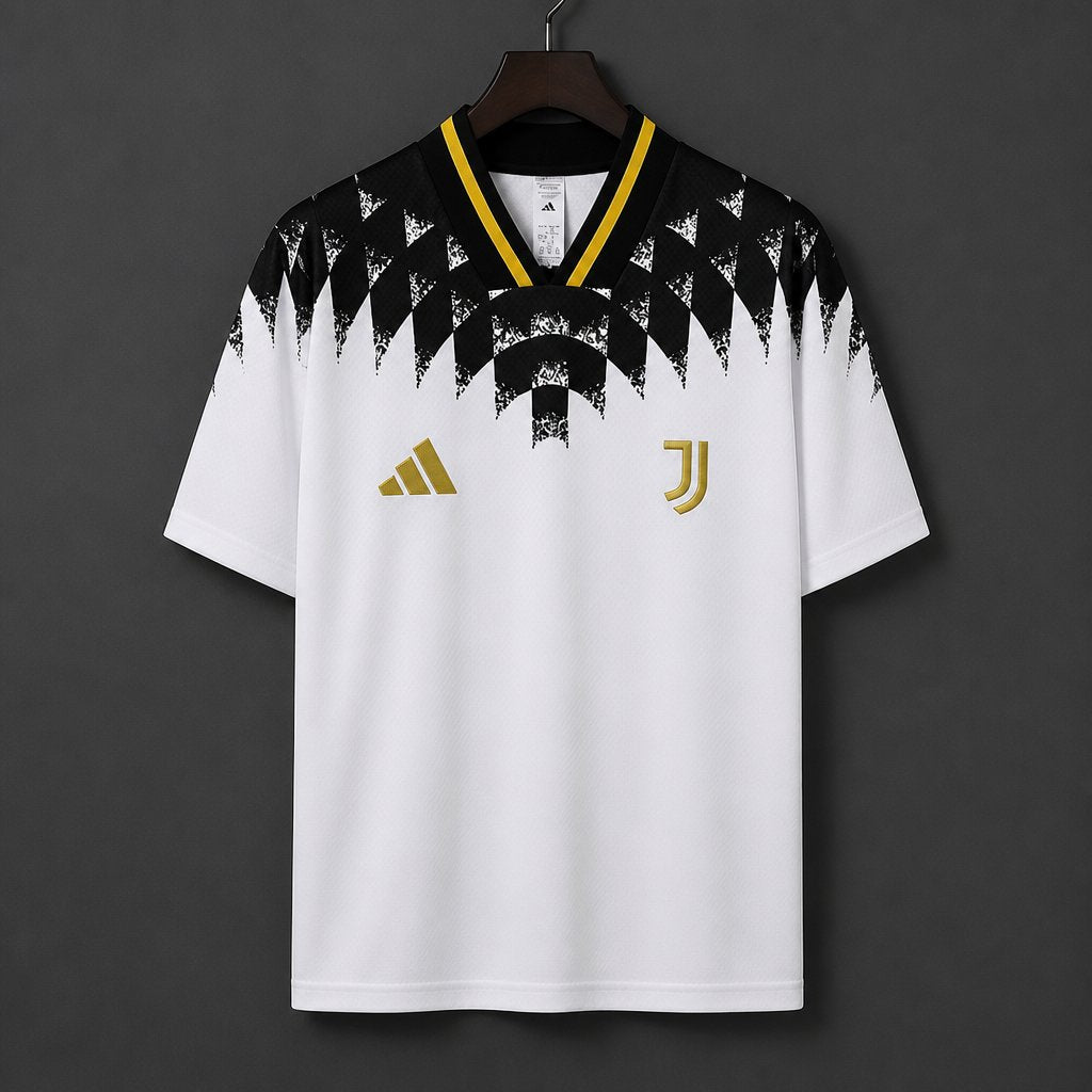 26/27 Juventus White with Black Geometric Pattern 1994 Vintage Remake Jersey