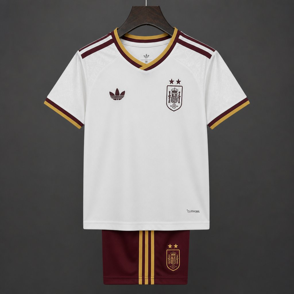 Star 2026 Kids Spain Away White Jersey With Champion Patch