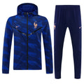 France Navy Blue Full Zipper Hooded Jacket Tracksuit + Long Pants