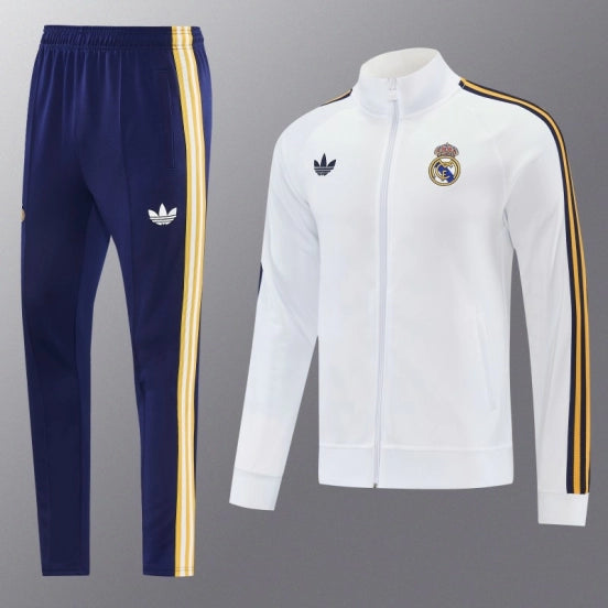 26/27 Real Madrid White Full Zipper Jacket Tracksuit + Long Pants