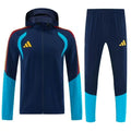26/27 Adidas Navy Blue &Lake Blue Full Zipper Hooded Windbreaker Jacket Tracksuit + Long Pants