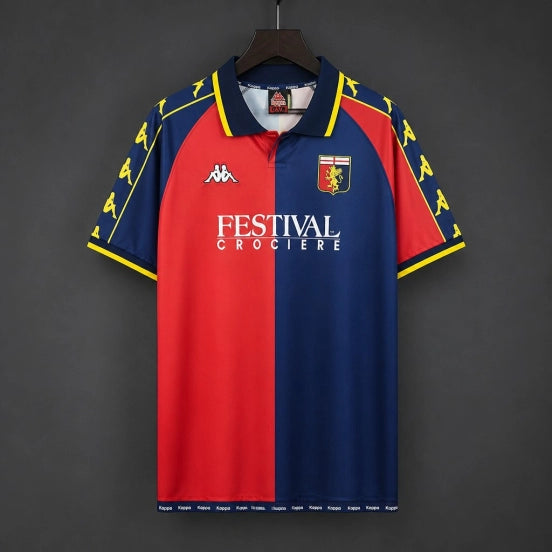 Retro 99/00 Genoa Home Red & Navy Blue Jersey