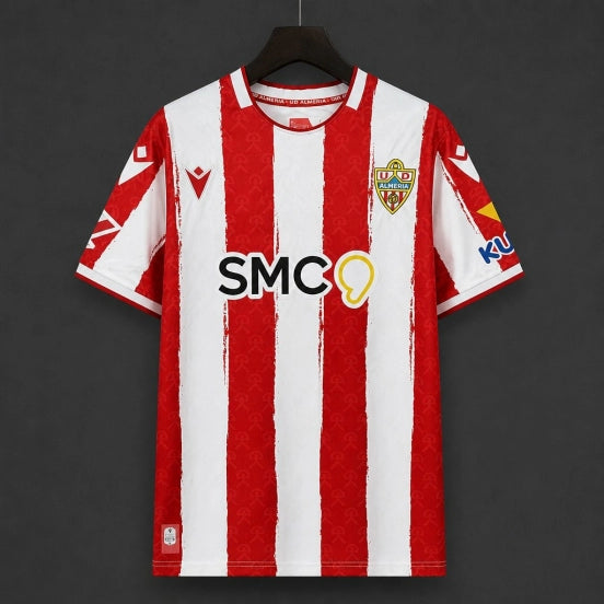 26/27 UD Almería Red & White Brush Stripes Home Jersey