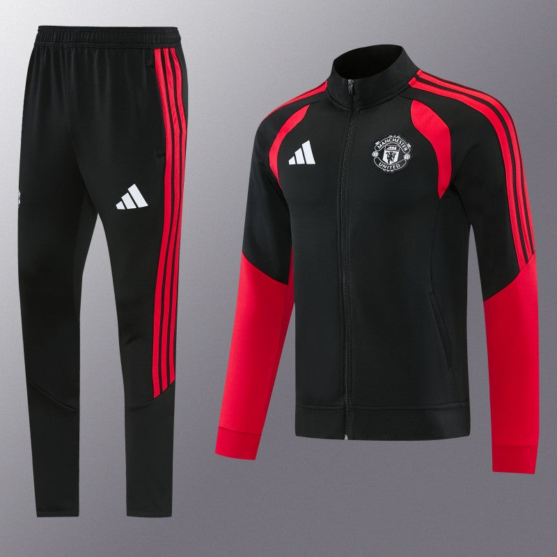 26/27 Manchester United FC Black Full Zipper Jacket Tracksuit + Long Pants