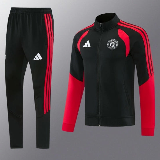 26/27 Manchester United FC Black Full Zipper Jacket Tracksuit + Long Pants