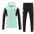 26/27 France Light Green Full Zipper Hooded Jacket Tracksuit + Long Pants