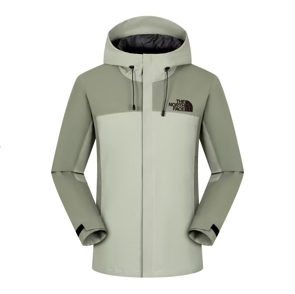 The North Face Alpine Terrain Jacket - Sage Green/Cream Colorblock with Adjustable Hood