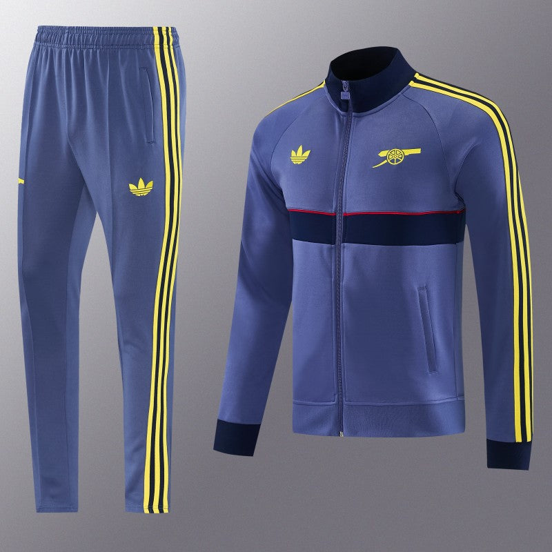 26/27 Arsenal FC Blue Grey Full Zipper Jacket Tracksuit + Long Pants